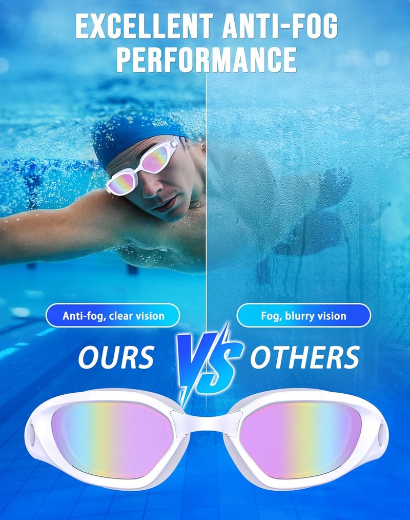 Vegemono Swim Goggles, Unisex Adult Swimming Goggles Anti Fog Anti UV No Leakage Wide View for Men Women Youth - Image 3